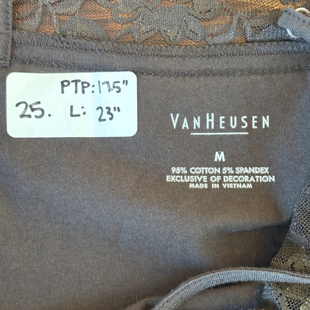 Van Heusen Womens Brown Lace Trim Cami Tank Top Adjustable Straps Medium - Picture 3 of 6